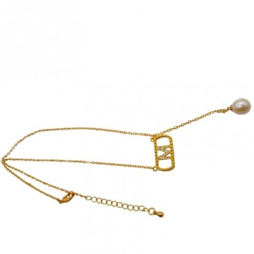 rounded rectangle design Pearl shell pendant necklace