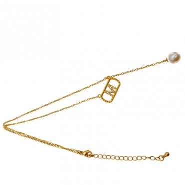 rounded rectangle design Pearl shell pendant necklace