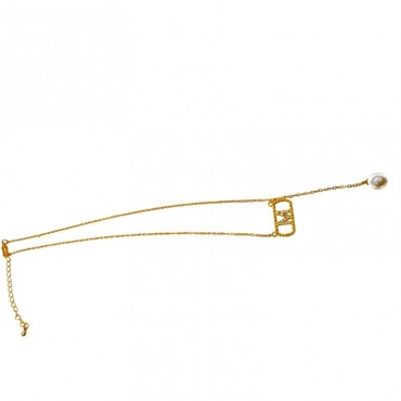 rounded rectangle design Pearl shell pendant necklace