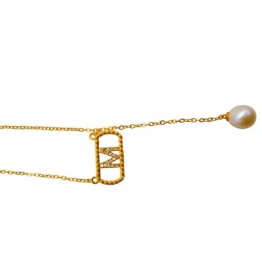 rounded rectangle design Pearl shell pendant necklace