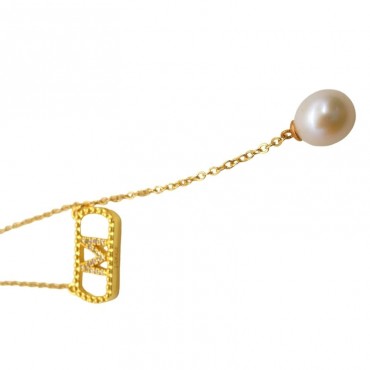 rounded rectangle design Pearl shell pendant necklace