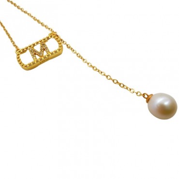 rounded rectangle design Pearl shell pendant necklace