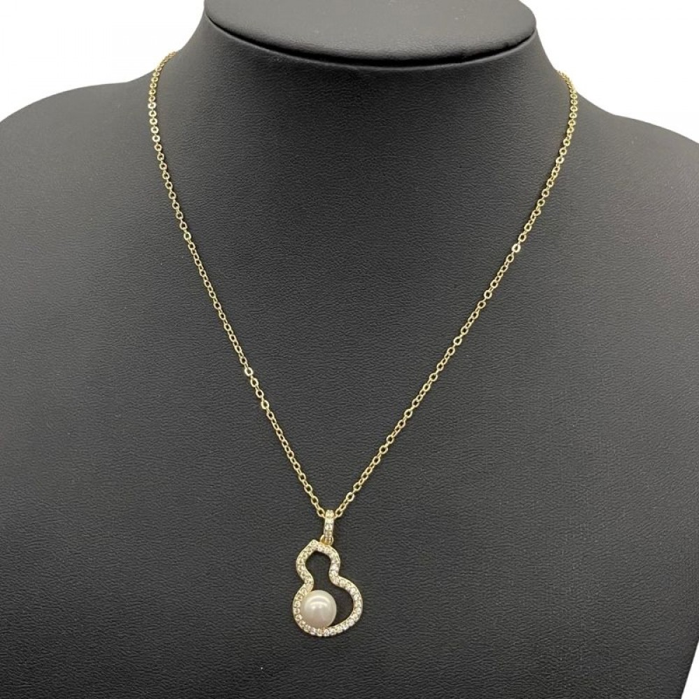 Micro-Insert Gourd Design Pearl Pendant Necklace