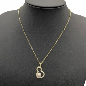 Micro-Insert Gourd Design Pearl Pendant Necklace