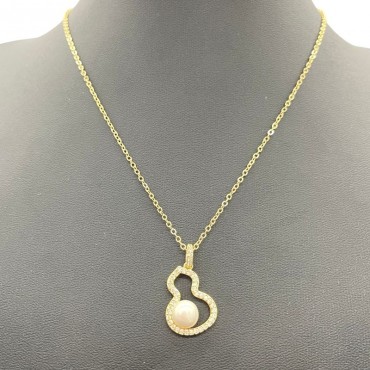 Micro-Insert Gourd Design Pearl Pendant Necklace