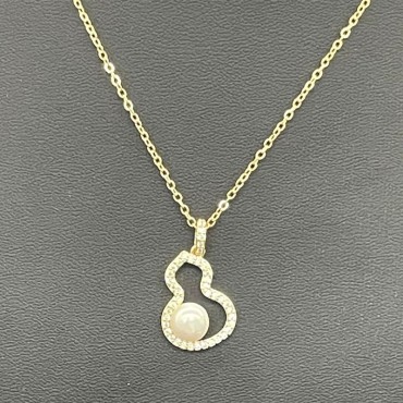 Micro-Insert Gourd Design Pearl Pendant Necklace