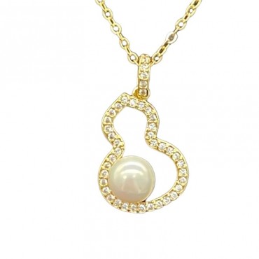 Micro-Insert Gourd Design Pearl Pendant Necklace
