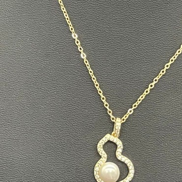 Micro-Insert Gourd Design Pearl Pendant Necklace