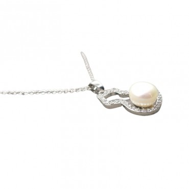 Micro-Insert Gourd Design Pearl Pendant Necklace
