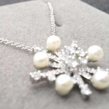 Micro-Insert Snowflake Pendant Necklace