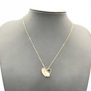 Love Shape Pearl shell Hollow Art Pearl Pendant Necklace
