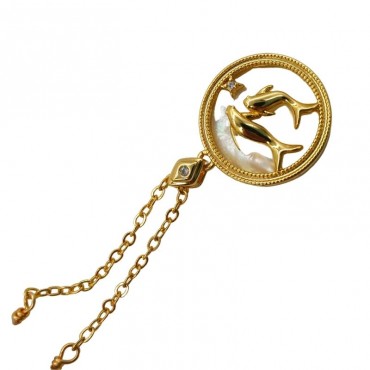 two fish design Pearl shell pendant pearl Necklace