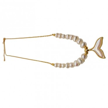 fishtail shape Pearl shell pendant pearl necklace