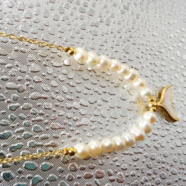 fishtail shape Pearl shell pendant pearl necklace