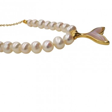 fishtail shape Pearl shell pendant pearl necklace