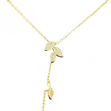 Micro Insert Foliage Design Pearl Pendant Necklace